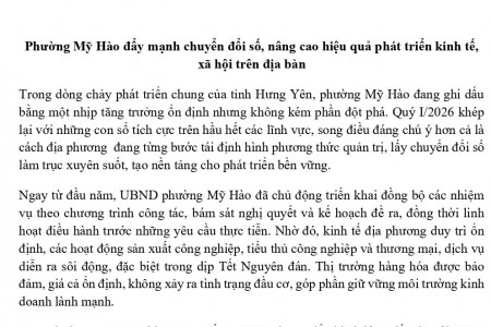Phường Mỹ Hào đẩy mạnh chuyển đổi số, nâng cao hiệu quả phát triển kinh tế, xã hội trên địa bàn
