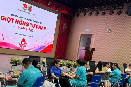 Thanh niên Bộ Tư pháp với Chương trình hiến máu nhân đạo "Giọt hồng Tư pháp" năm 2026